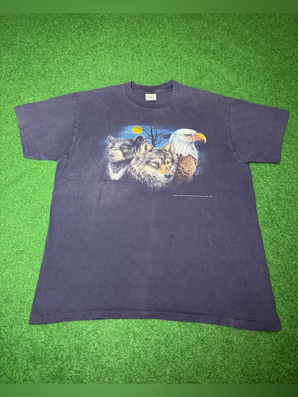 3D Emblem Vintage T Shirt 90s Fort Worth Texas Large Nature Animal Print Shirt